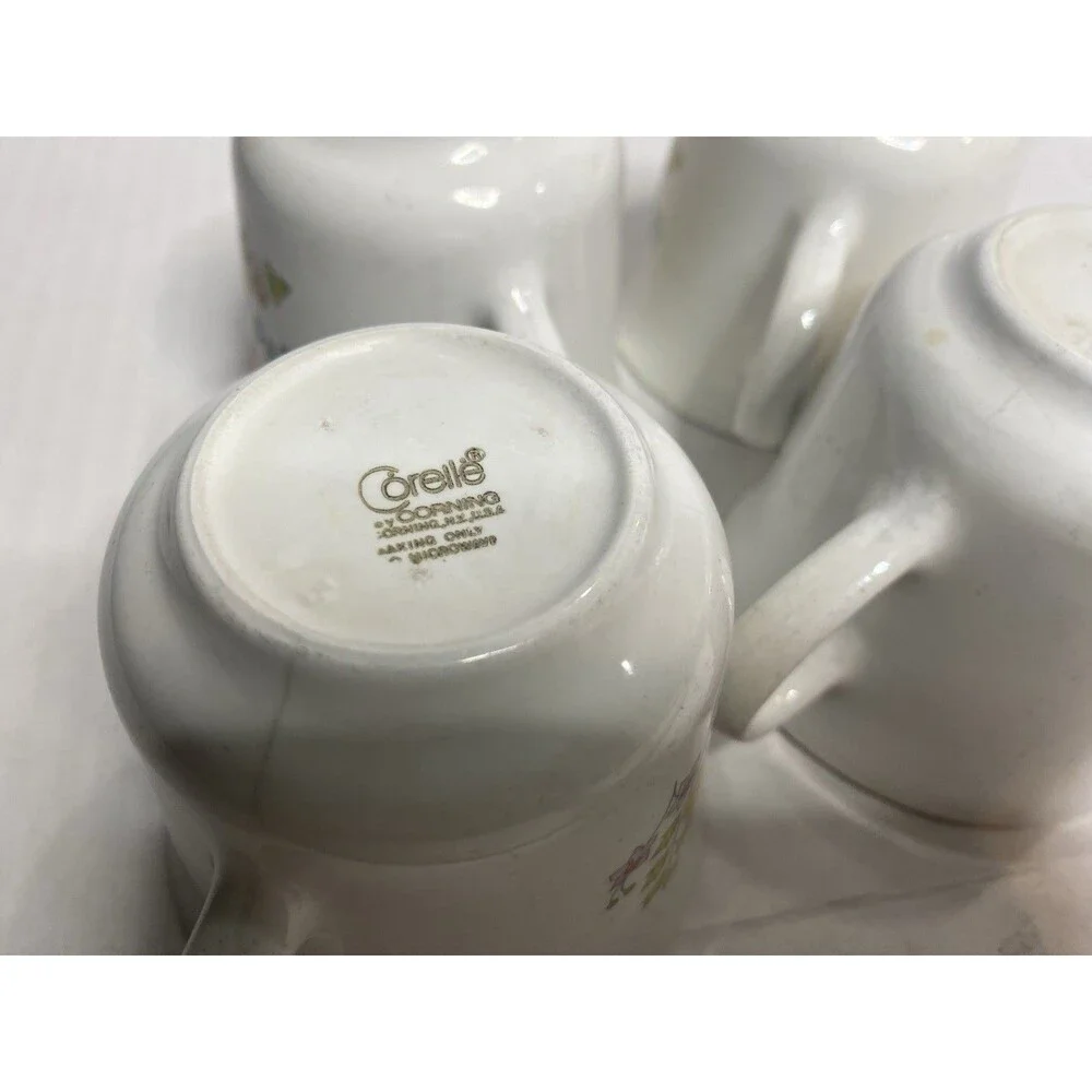 Corning Ware Corelle Spring Meadow Pattern Coffee/Tea Cups Set of 4